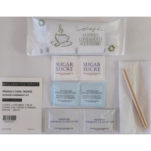 Condiment Kit Double, Wooden Sticks, Paper Overwrap